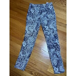 Retro paisley Susan Graver Weekend knit pull on jeans XS back pockets Boho‎ Soft